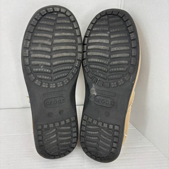 Crocs Santa Cruz Loafers Mens Size 9 Beige Tan Canvas Slip On Comfort Shoes - Picture 8 of 9